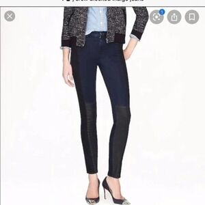 J. Crew Mid Rise Toothpick Black Blue Colorblock Denim Jeans Skinny Stretch 27